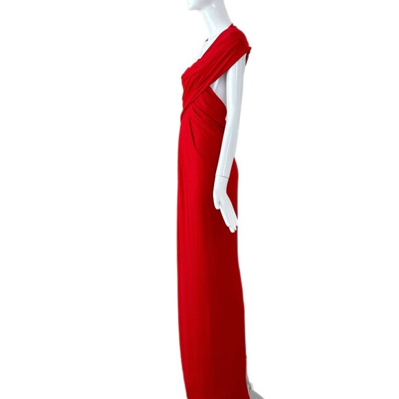 DONNA KARAN 2012 Vintage Tomato Red Evening Gown Maxi Dress Cut-Out Open Back - Picture 4 of 13